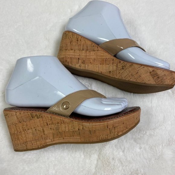 Sam Edelman Romy Cork Wedge Sandal Thong Tan Size 6 - Picture 4 of 8